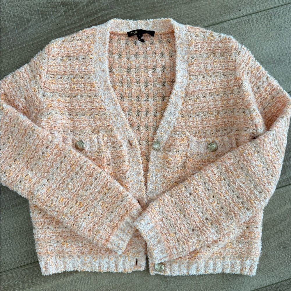 Authentic Maje - Cozy Peach Knit Cardigan Sweater